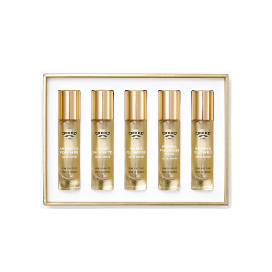 Set Creed: Aventus, Eau De Parfum, For Women, 10 ml + Love in White, Eau De Parfum, For Women, 10 ml + Wind Flowers, Eau De Parfum, For Women, 10 ml + Royal Princess Oud, Eau De Parfum, For Women, 10 ml + Spring Flower, Eau De Parfum, For Women, 10 ml